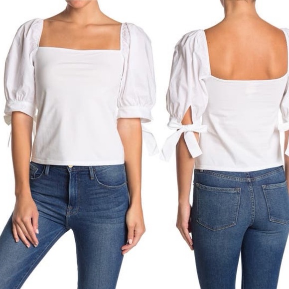 cinq a sept Tops - Cinq a Sept Elisa Puff Sleeve Square Neck Blouse S